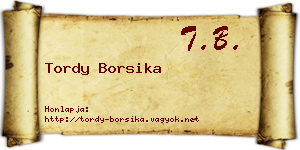 Tordy Borsika névjegykártya